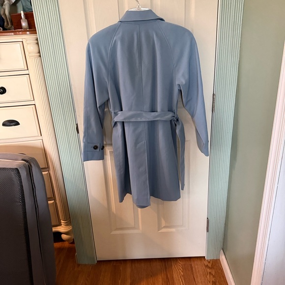 Anne Klein Light Blue Double-Breasted Trench Coat - Picture 2 of 5